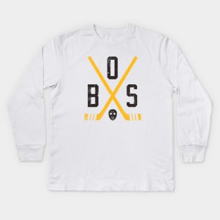 BOS Retro Sticks - White Kids Long Sleeve T-Shirt